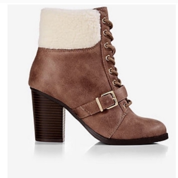 EXPRESS LIGHT BROWN ANKLE BOOTS WITH FAUX FUR SIZE 10 - Picture 12 of 12